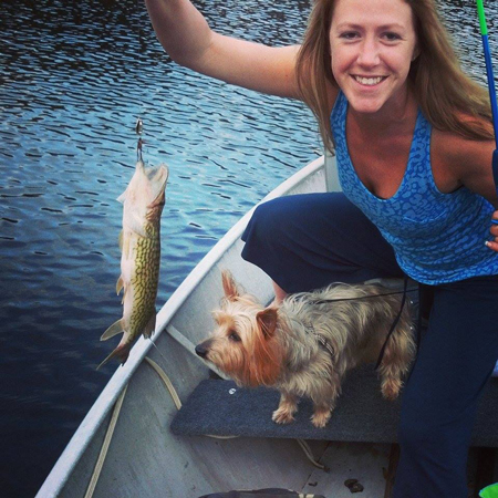 Fishing-with-dog-and-woman