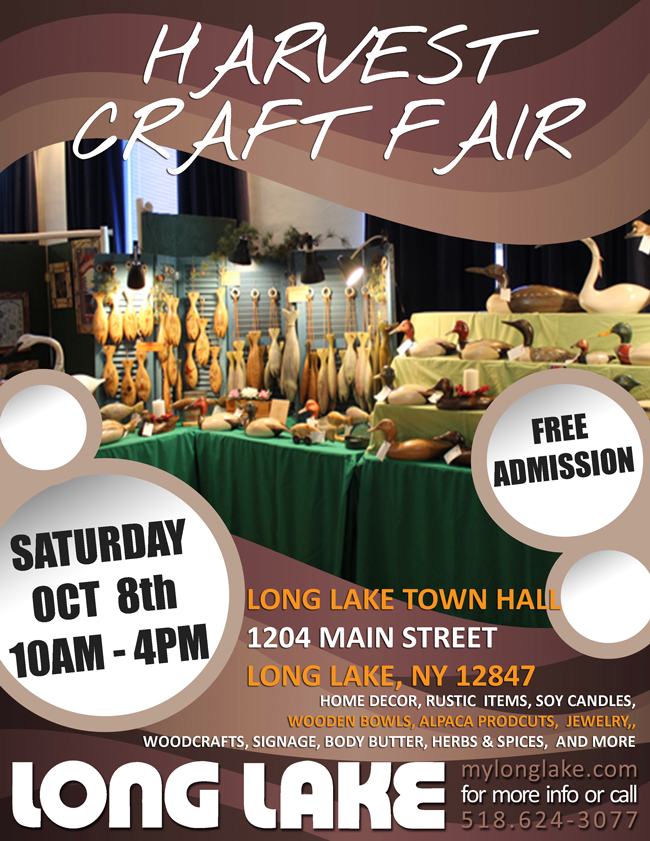 Harvest Craft Fair second saturday in October in Long Lake, New York
