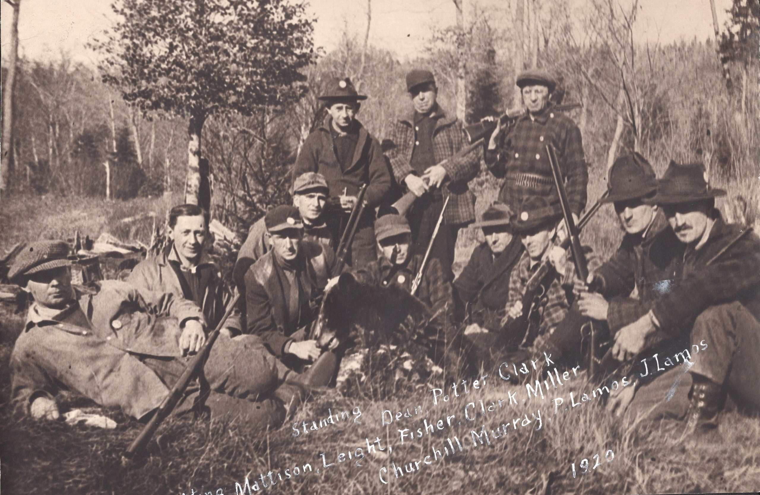 2 Long Lake 1920 Bert Mattison reclining left Steve Lamos standing left cropped cole farm