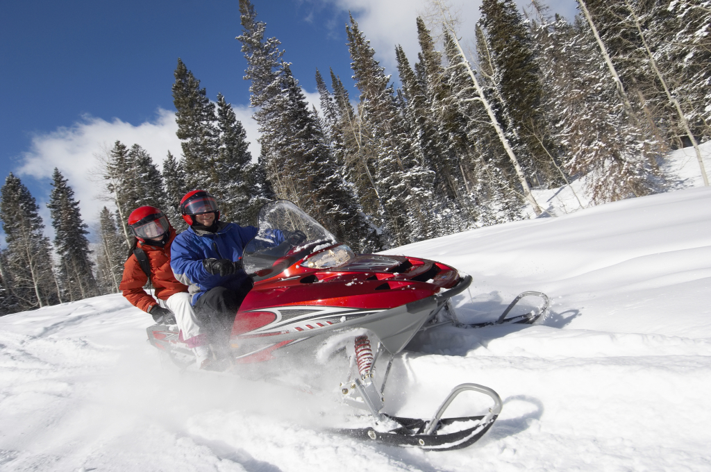 snowmobiling in snow