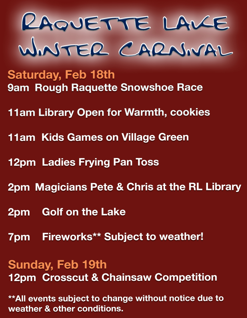 Raquette Lake Winter Carnival 2023 poster 
