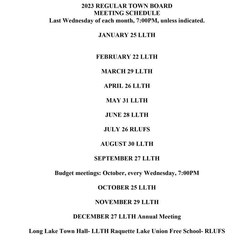 Agendas/Minutes/Announcements Long Lake