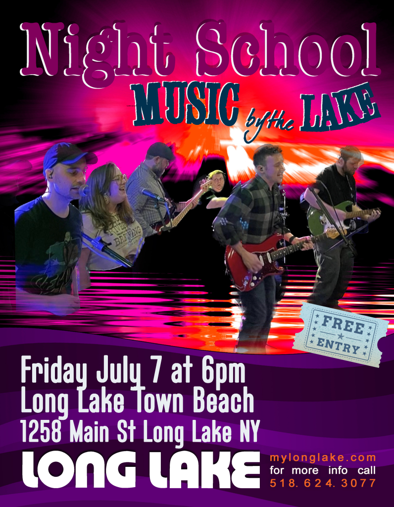 poster for music by the lake featuring Night School