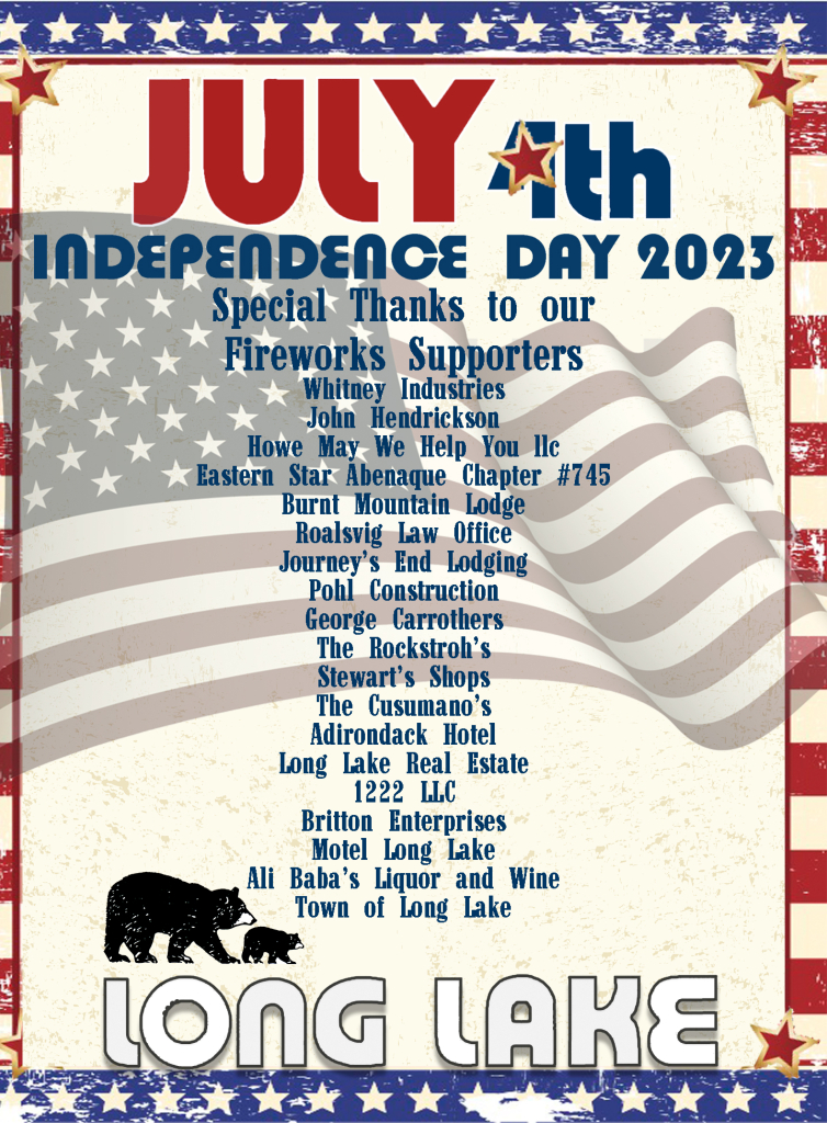 Fireworks supporters long lake new york 2023 4th of July