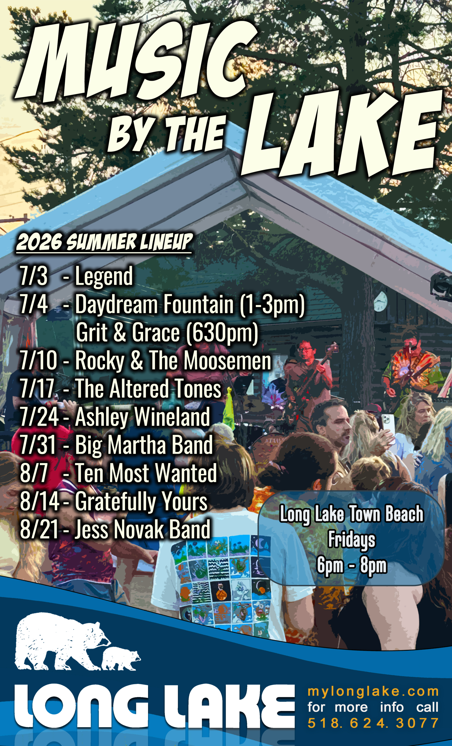 Music by the Lake 2026 Announced for Long Lake Beach Concert Series